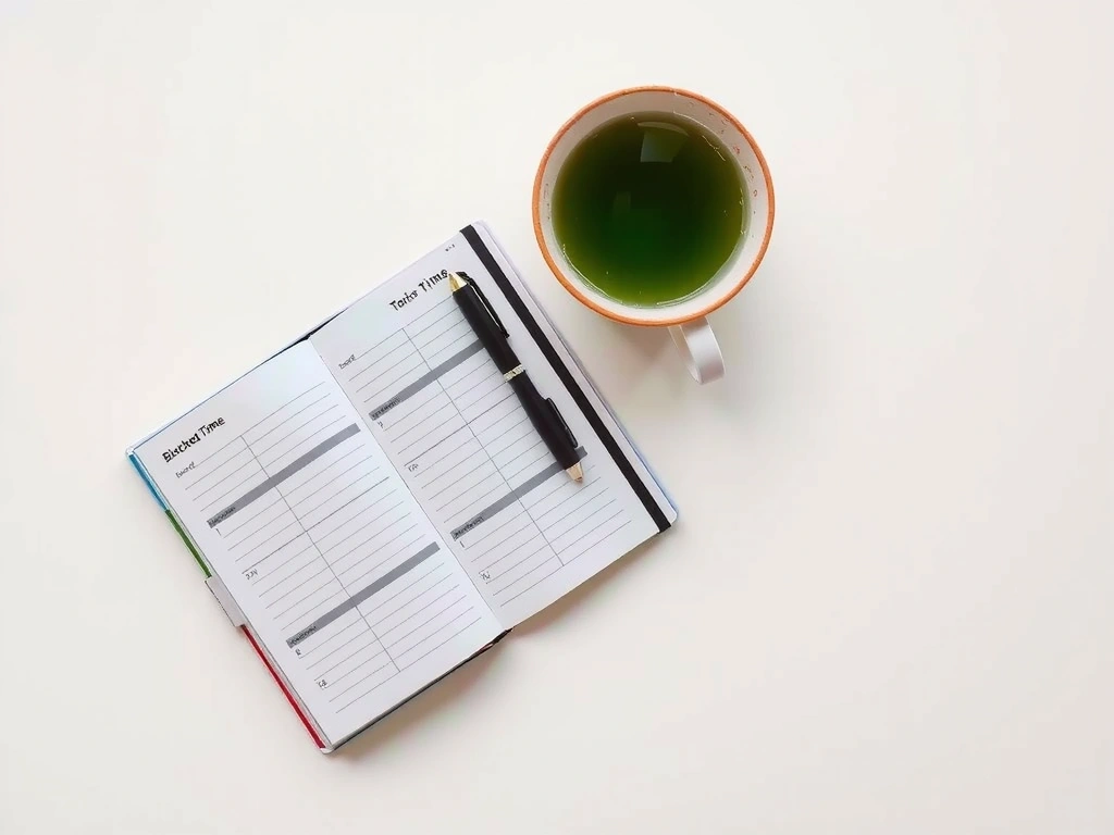 Kalendarz i herbata na biurku